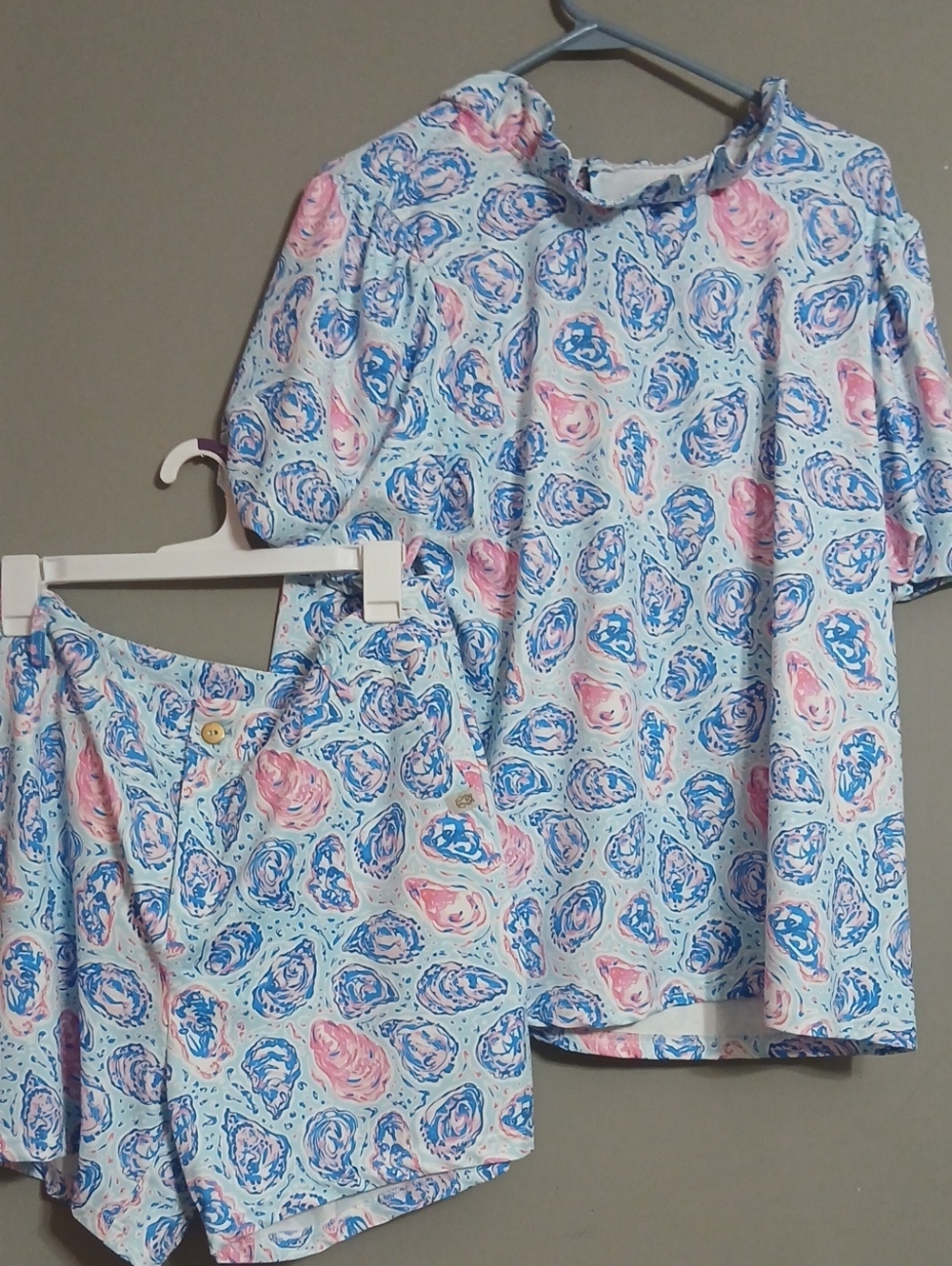 Simply Southern Womens Short Set - Blue & Pink Floral Swirl